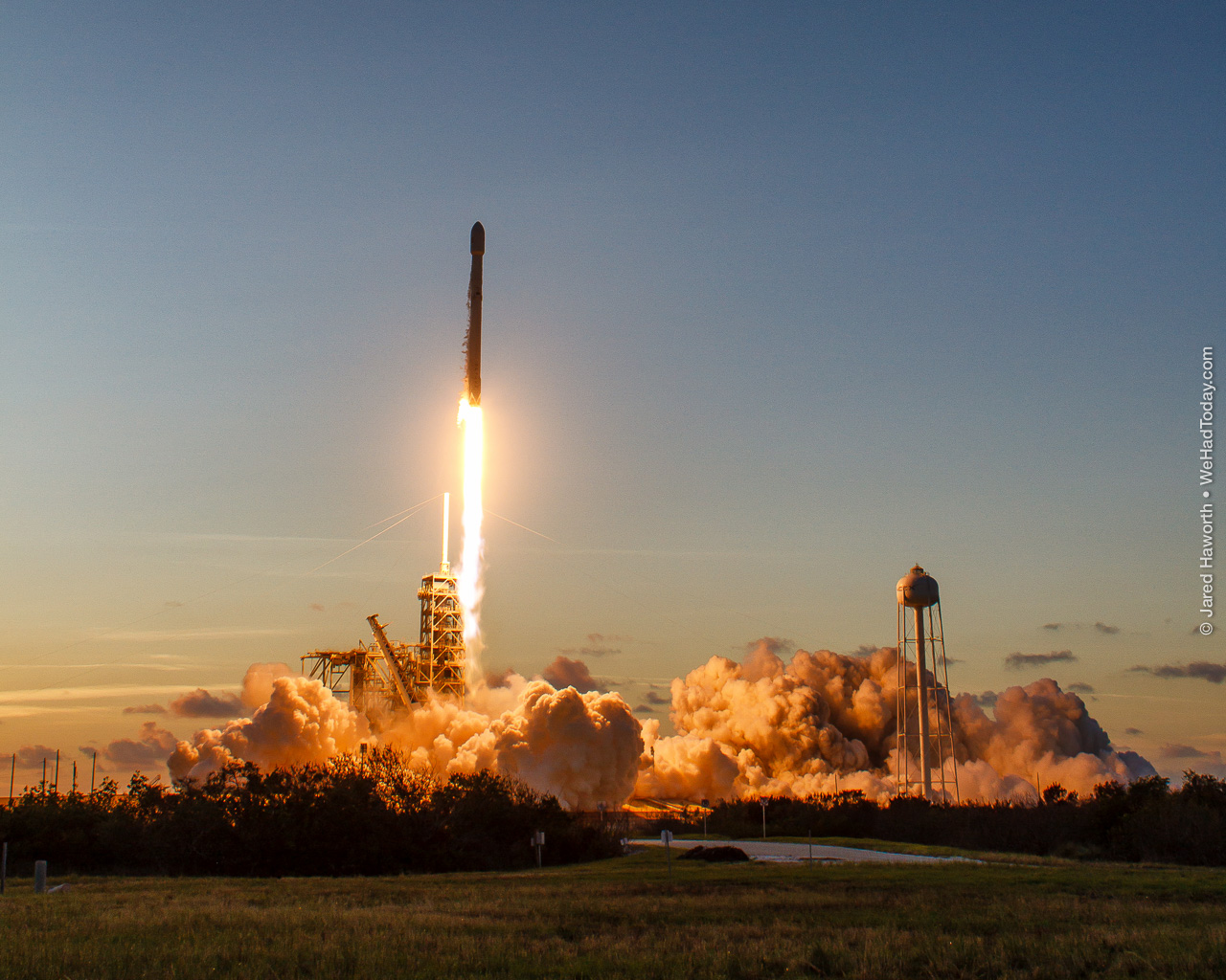 Remote camera view of the launch of EchoStar 105 / SES-11 atop a SpaceX Falcon 9 rocket.  Photo credit: Jared Haworth / We Report Space