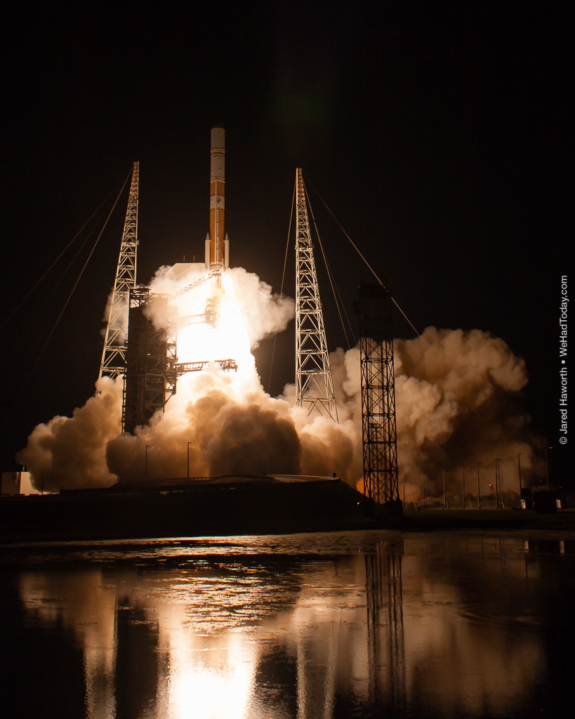 The Delta IV Medium+ rocket and WGS-8 payload begin their journey to space.
